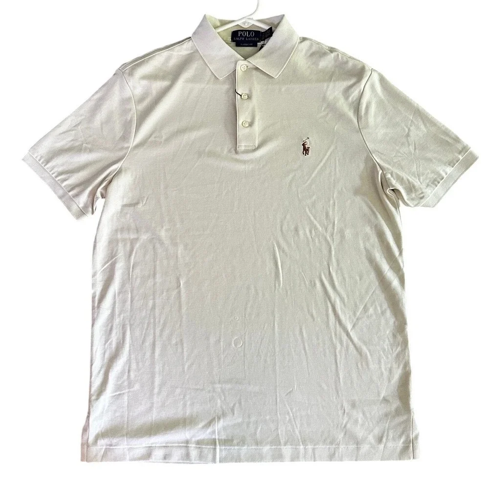 Polo Ralph Lauren Parchment Cream Classic Fit Polo Shirt Men's Small